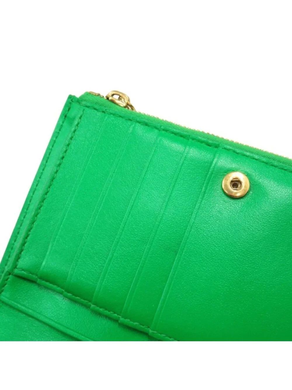 Bottega Veneta Lambskin Leather Intrecciato Wallet Bifold Paraquito Green
